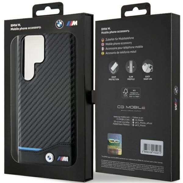 BMW Galaxy S24 Ultra Mobilskal Læder Carbon - Sort Black