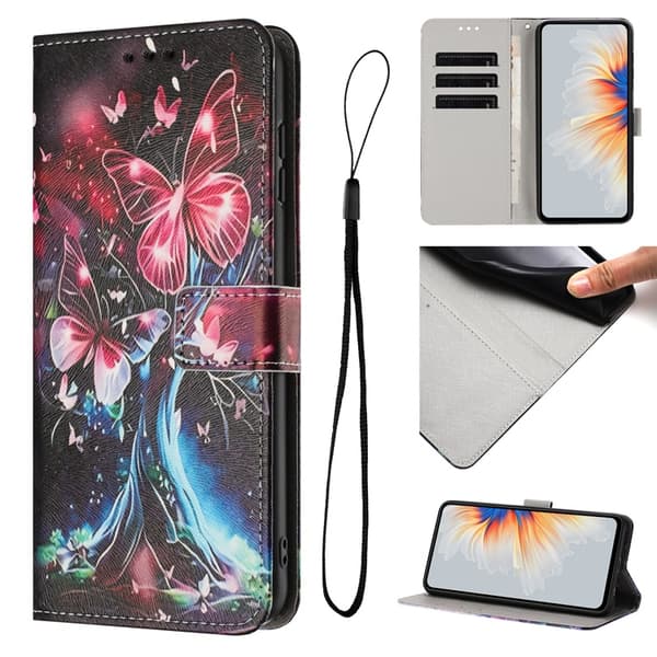 Sony Xperia 10 VII Konstläder Plånboksfodral Pattern Printing - Butterfly Tree Flerfärgad