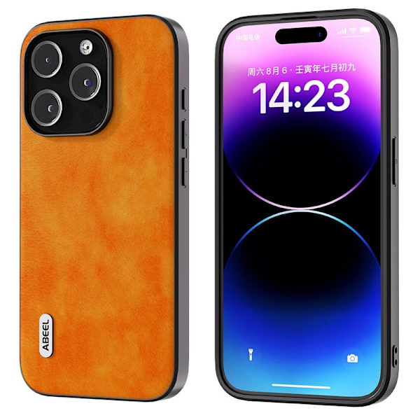 ABEEL Mobilskal till iPhone 14 Pro Max Drop-Skydd Litchi Textur Orange