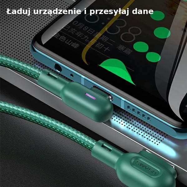 USAMS Kabel vinkel U57 microUSB 1.2m grön SJ458USB02