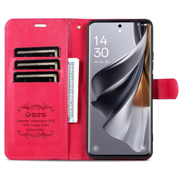 AZNS Xiaomi 14 Ultra Plånboksfodral Ställ Stötsäker Konstläder - Röd