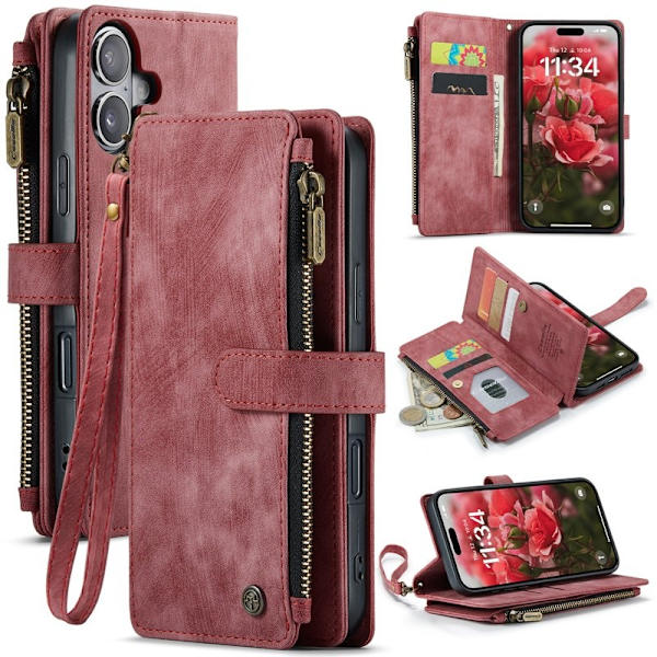 CASEME iPhone 17 Plånboksfodral Konstläder Röd