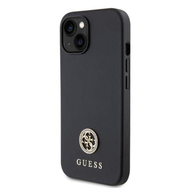 Guess iPhone 15 Plus Mobilskal Strass Metal Logo - Musta