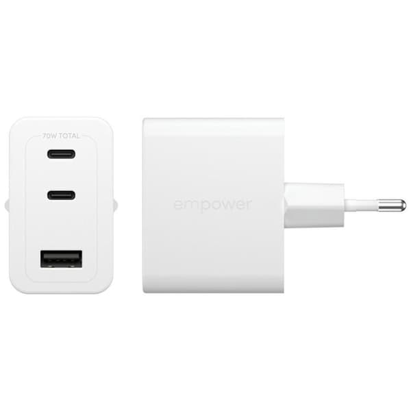 Empower by PanzerGlass Snabbladdare 70W 2xUSB-C 1xUSB-A Turbo - Silver Silver