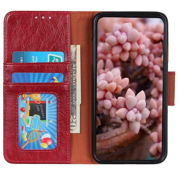 Nappa Samsung Galaxy S26 Plånboksfodral Äkta Läder - Röd