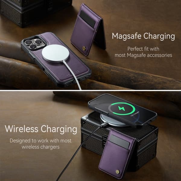 JEEHOOD J06 Mobilskal till iPhone 15 Pro Max Läder MagSafe Lila