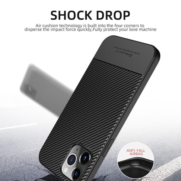 IPAKY Carbon Fiber Cover iPhone 12 Mini - Sort Black