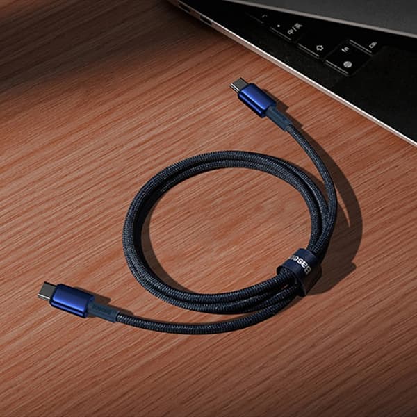 Baseus USB-C till USB-C kabel 100W 1m Tungsten Gold - Marinblå Blå