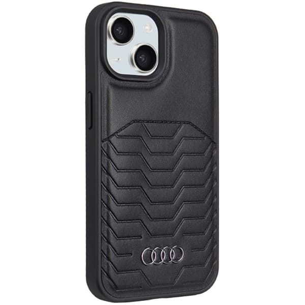 Audi Telefontaske til iPhone 15 Plus Magsafe Syntetisk Læder - Sort