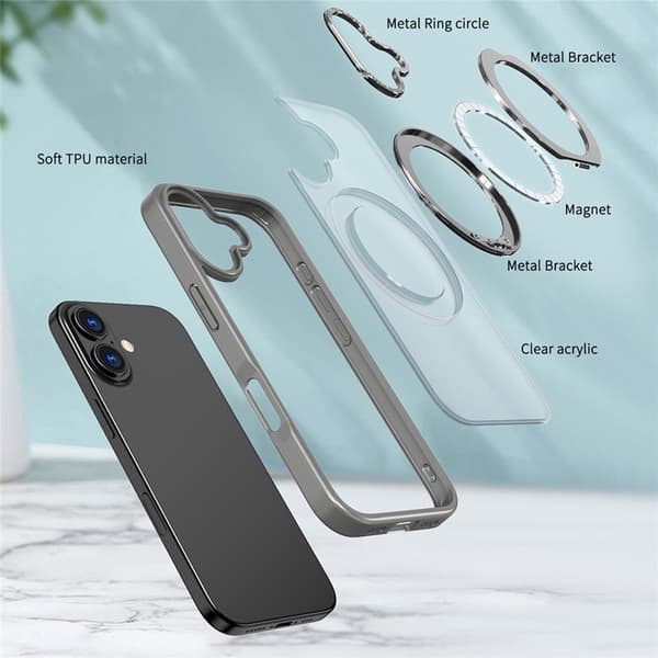 Mobilskal till iPhone 17 MagSafe TPU + Acrylic Kickstand - Titangrå Grå