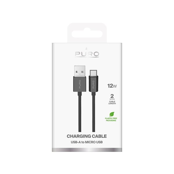 Puro USB-A till Micro-USB Kabel TPE 2m - Svart