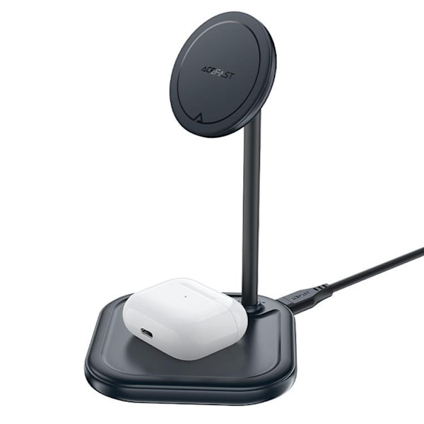 Acefast 2-in-1 Trådlös Laddare MagSafe Qi 15W Stativ iPhone Apple AirPods - Grå