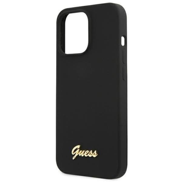 Guess iPhone 13 Pro Skal Magsafe Silicone Script Guld Logo - Svart Svart