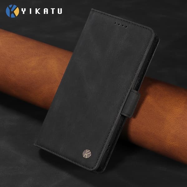 YIKATU OnePlus 15 5G Konstläder Plånboksfodral Skin-touch Feeling Svart