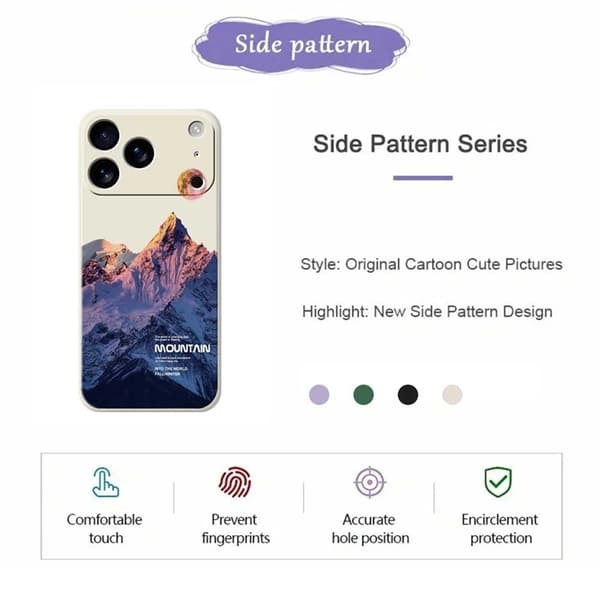 Mobilskal till iPhone 17 Pro Blue Snow Mountain Pattern TPU - Svart Svart