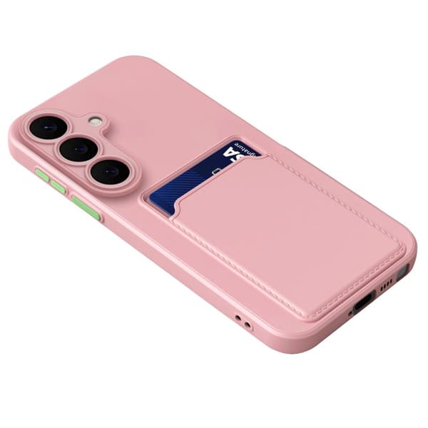 Mobilskal för Samsung Galaxy S26 Flexibelt TPU med kortfack - Rosa