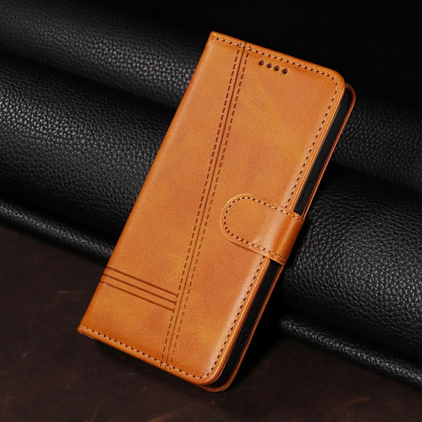 OnePlus 15 5G Plånboksfodral T-Shape Lines Konstläder Brun