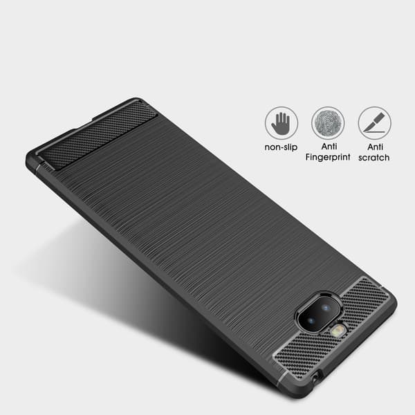 Kulfiber børstet mobilcover til Sony Xperia 10 - Sort Black