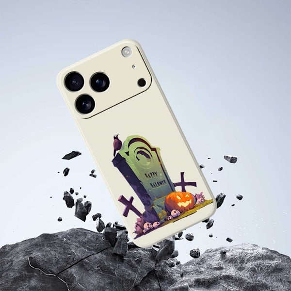 Mobilskal till iPhone 17 Pro Max Halloween Tombstone Pattern - Beige Beige
