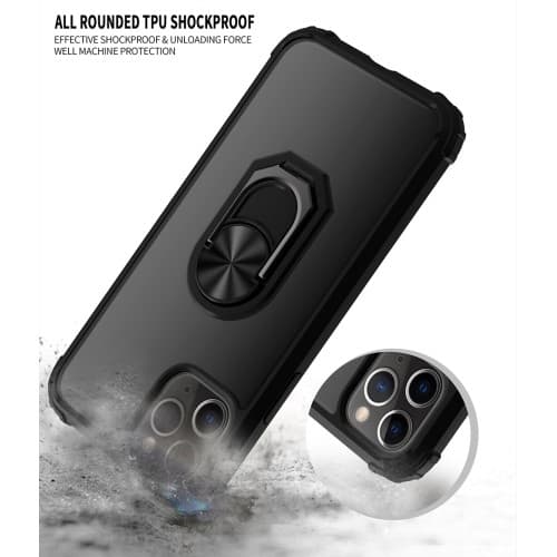 Magnet Ring Flexicase Taske Cover til iPhone 11 Pro Max - Sort Black