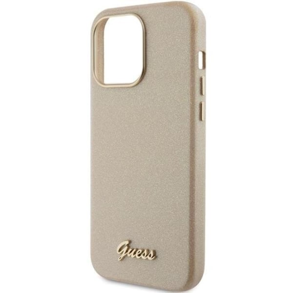 Guess iPhone 15 Pro Mobilskal Glitter Glossy Script - Guld