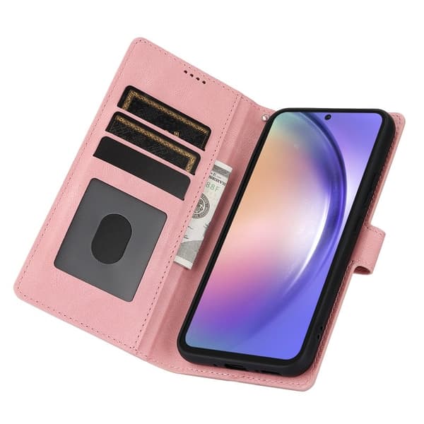 Samsung Galaxy S26+ Plånboksfodral Konstläder Med Ställ - Rosa