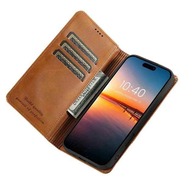 SUTENI iPhone 17 Plånboksfodral Konstläder - Khaki Brun
