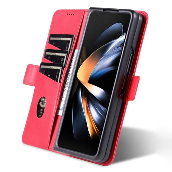 AZNS Samsung Galaxy Z Fold3 5G Plånboksfodral Konstläder - Röd