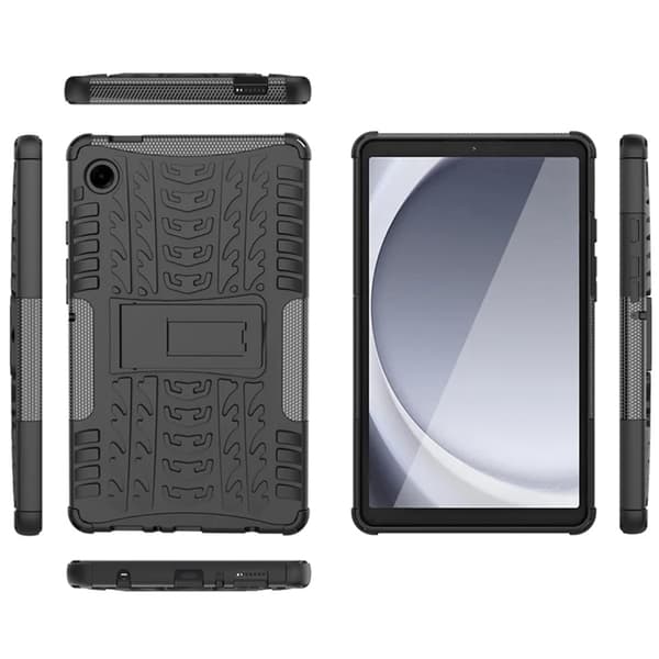 Mobilskal till Galaxy Tab A9 Kickstand Tire Texture Svart