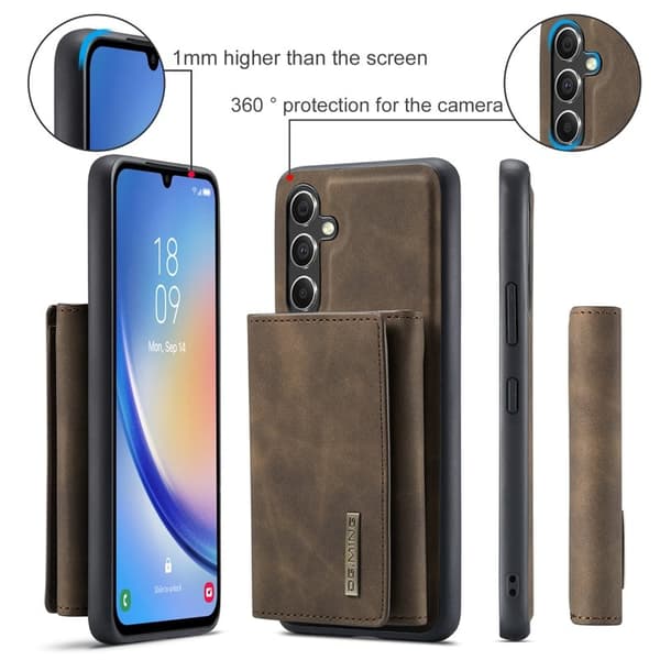 DG.MING Samsung Galaxy A34 5G Konstläder Plånboksfodral Brun