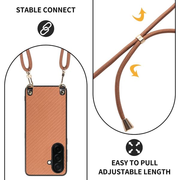 Mobilskal för Samsung Galaxy S26 Kolfiber Hybrid med Rem - Brun