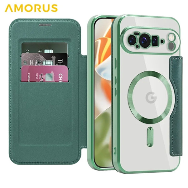 AMORUS Google Pixel 10 Pro XL Plånboksfodral Magsafe RFID-Skydd - Rosa Rosa