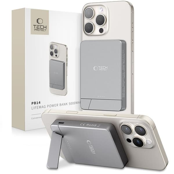 Tech-Protect Magsafe Powerbank 5000mAh PB14 LifeMag - Grå Grå