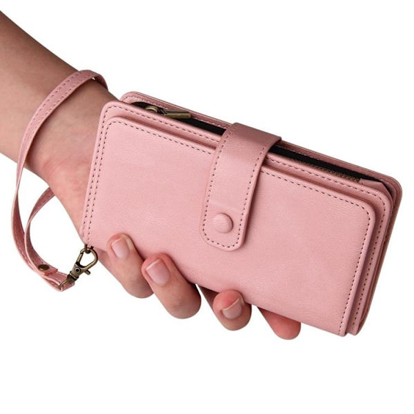 iPhone 14 Plus Plånboksfodral KT Zipper - Rosa Rosa