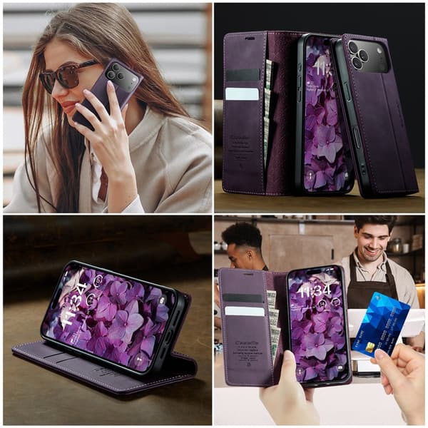 Caseme iPhone 17 Pro Plånboksfodral RFID-Skydd 033 - Lila Lila