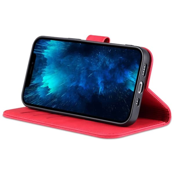 AZNS iPhone 14 Pro Plånboksfodral Konstläder TPU Stötabsorberande - Röd
