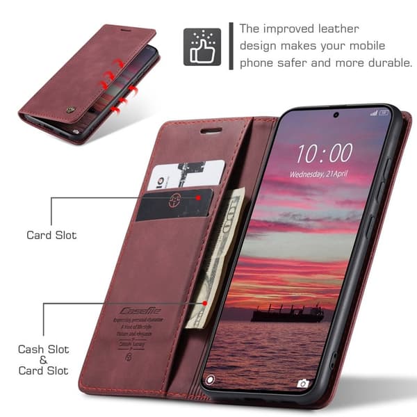 CASEME 013 Xiaomi 15 Pro Case Plånboksfodral Konstläder Röd