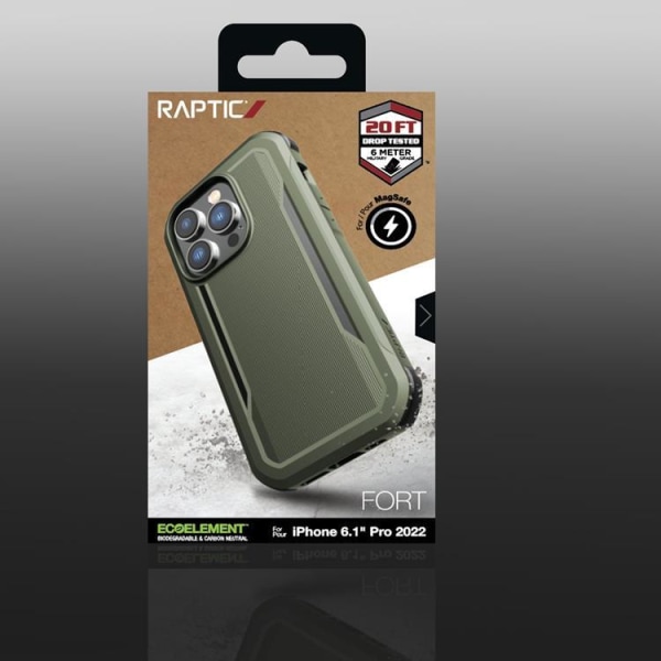 Raptic iPhone 14 Pro -kotelo Magsafe Fort Armored - vihreä
