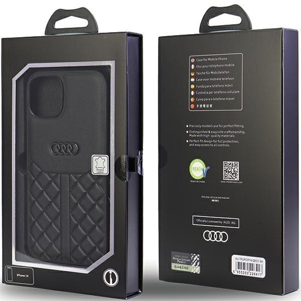 Audi iPhone 14 Mobilskal Äkta Läder - Svart Svart