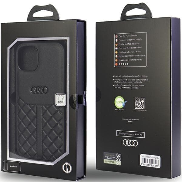 Audi Mobilskal till iPhone 14 Äkta Läder - Svart Svart