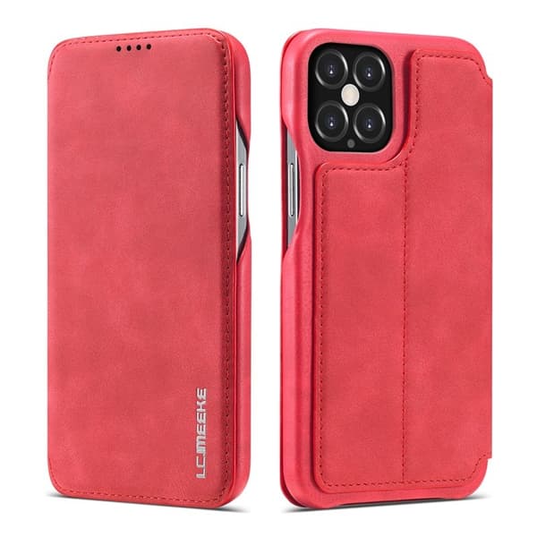 LC.IMEEKE iPhone 12 Pro Plånboksfodral i Konstläder - Röd