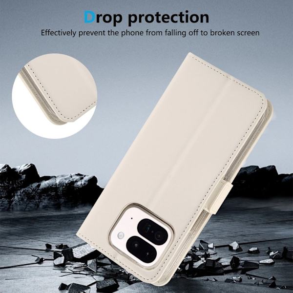 ABEEL Style A02 Konstläder Plånboksfodral för Google Pixel 9 Pro Fold 5G - Vit