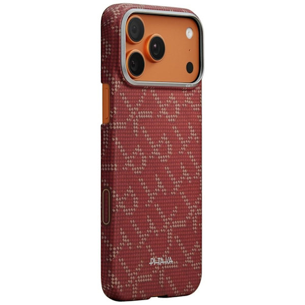 PITAKA Mobilskal För iPhone 17 Pro Max MagSafe Ultra-Slim Monogram- Guld Röd Röd
