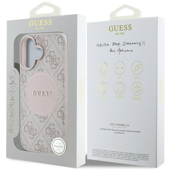 Guess telefontaske til iPhone 16 MagSafe 4G Circle - Lyserød Rosa