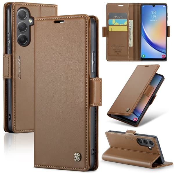 CASEME Plånboksfodral Konstläder för Samsung Galaxy A34 5G - Brun