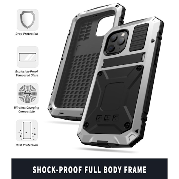 R-JUST Mobilskal till iPhone 12 Pro Max Shockproof Silver Dustproof Waterproof