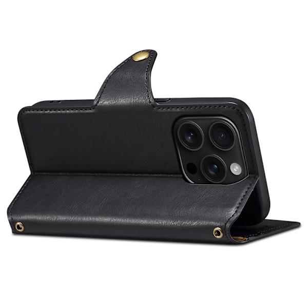 DENIOR iPhone 16 Pro Plånboksfodral Konstläder Svart