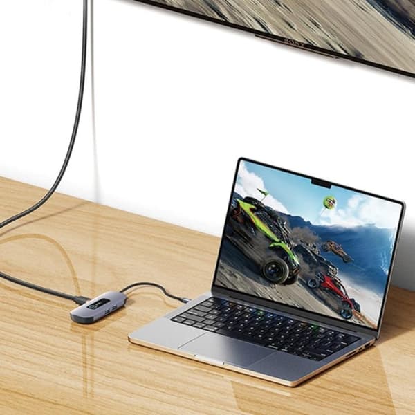 USAMS 6in1 Adapter Hubb 100W 2xUSB-A USB-C HDMI TF SD - Grå Svart