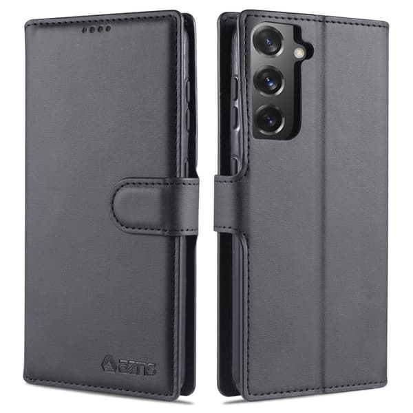 AZNS Dual-sided Magnetic Clasp Plånboksfodral Konstläder - Svart