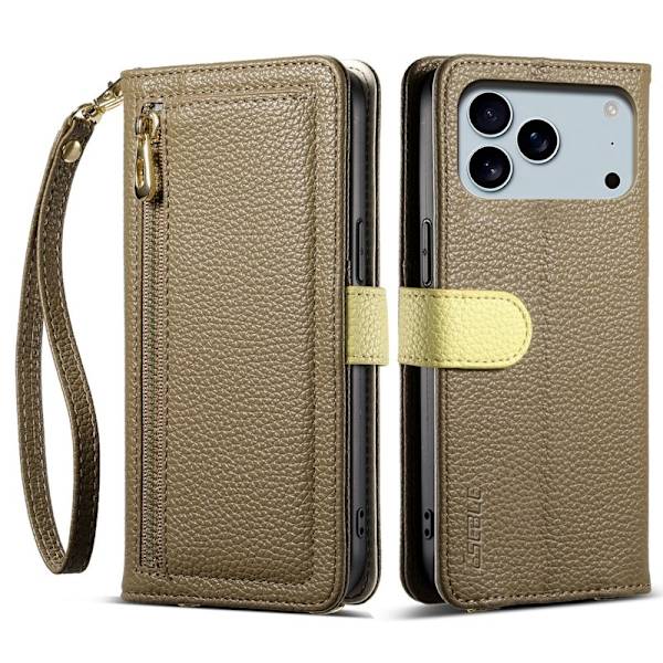 ESEBLE E11 för iPhone 17 Pro Plånboksfodral Konstläder - Brun